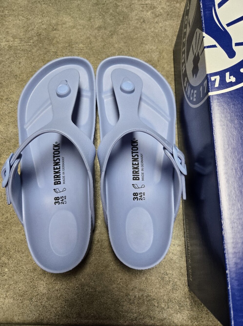 Birkenstock Gizeh EVA Sandals in Dusty Blue - Size 38 - New In Box